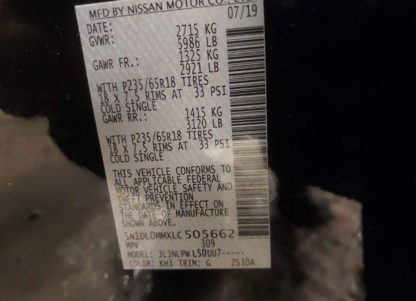 Photo 9 of 2020 Infiniti Qx60 PURE AWD (VIN 5N1DL0MMXLC505662)