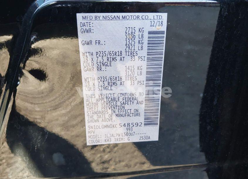 Photo 9 of 2019 Infiniti Qx60 PURE (VIN 5N1DL0MN0KC548592)