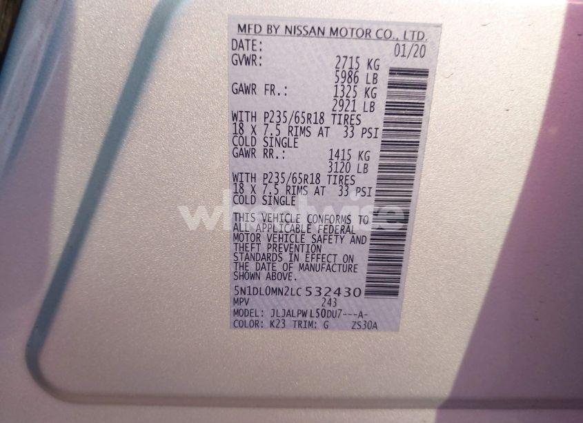 Photo 9 of 2020 Infiniti Qx60 PURE (VIN 5N1DL0MN2LC532430)