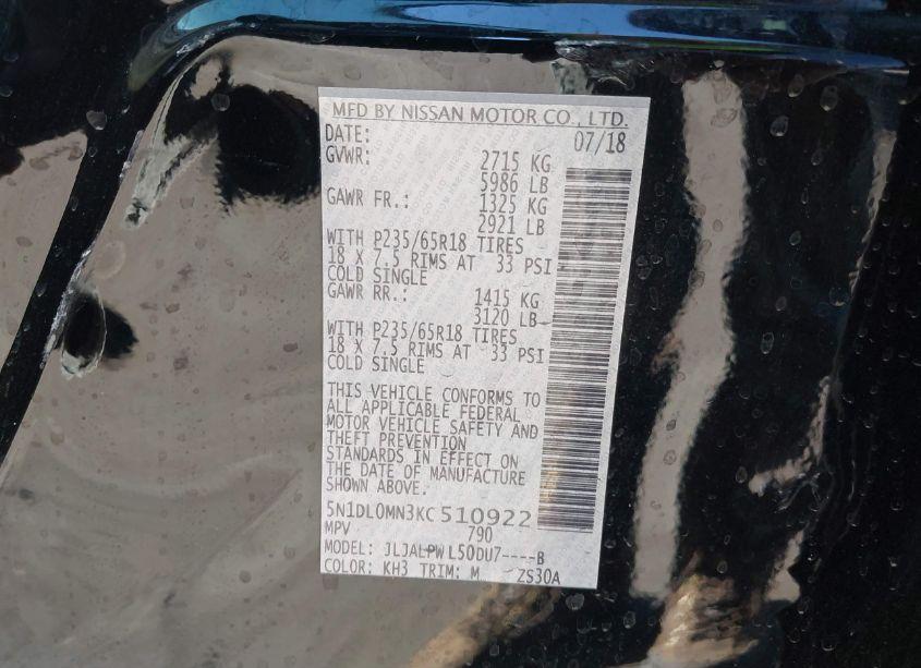 Photo 9 of 2019 Infiniti Qx60 PURE (VIN 5N1DL0MN3KC510922)