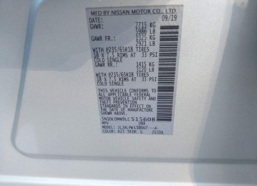 Photo 9 of 2020 Infiniti Qx60 PURE (VIN 5N1DL0MN9LC515608)