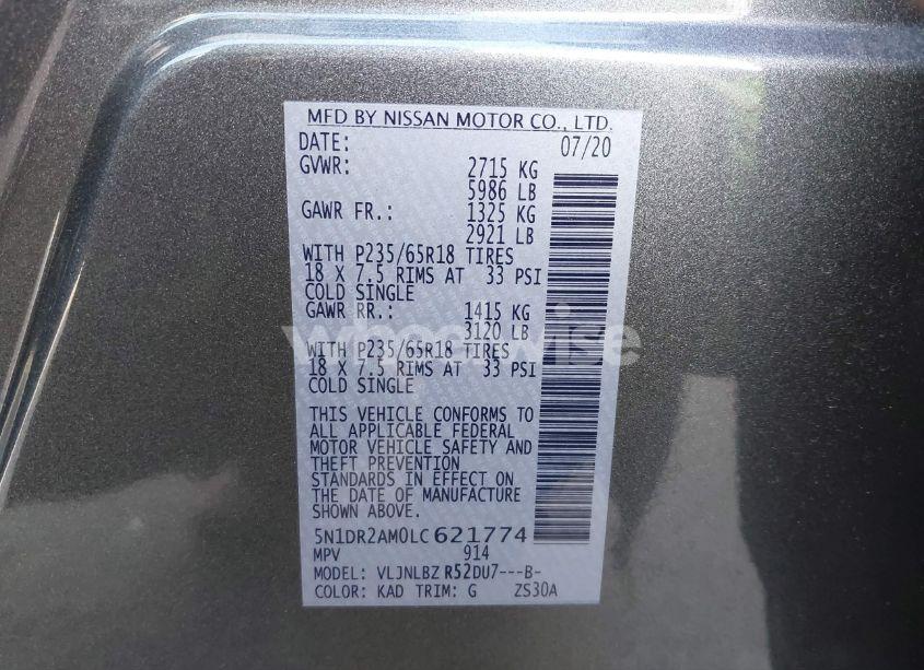 Photo 9 of 2020 Nissan Pathfinder S 4WD (VIN 5N1DR2AM0LC621774)