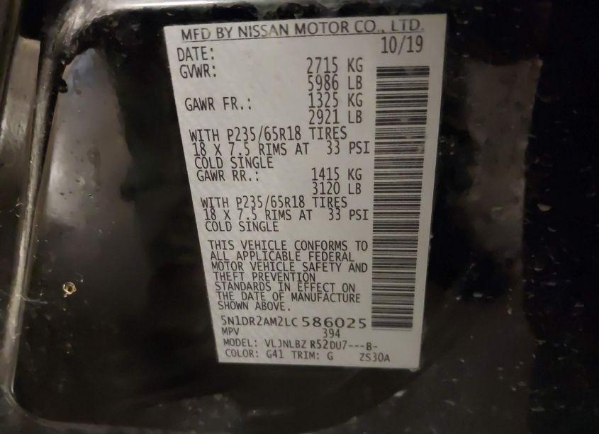 Photo 9 of 2020 Nissan Pathfinder S 4WD (VIN 5N1DR2AM2LC586025)