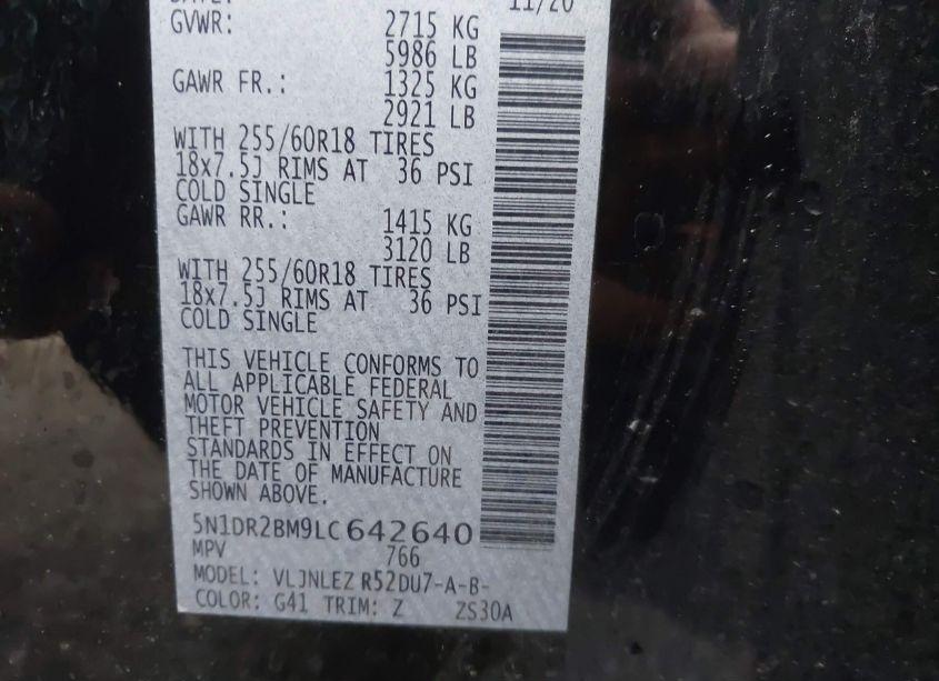 Photo 9 of 2020 Nissan Pathfinder SV 4WD (VIN 5N1DR2BM9LC642640)