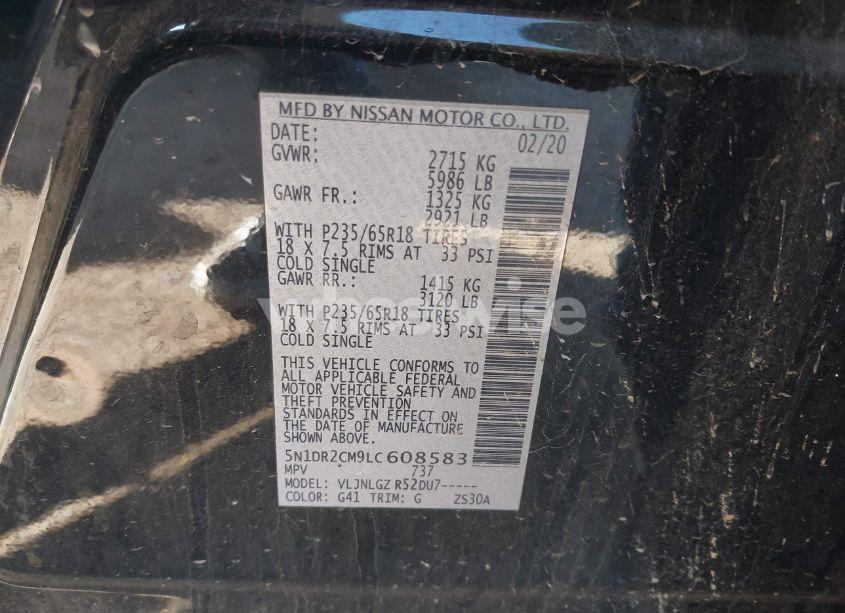 Photo 9 of 2020 Nissan Pathfinder SL 4WD (VIN 5N1DR2CM9LC608583)