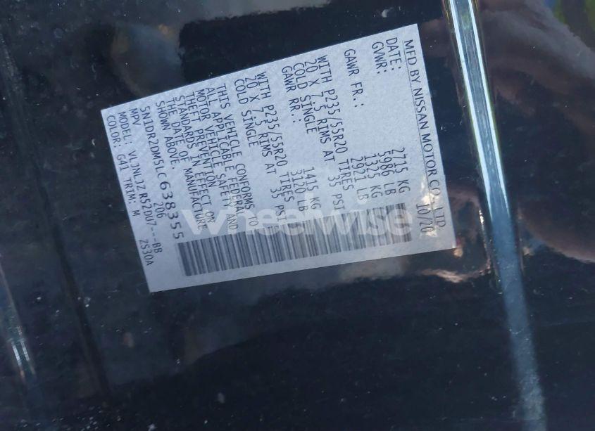 Photo 9 of 2020 Nissan Pathfinder PLATINUM 4WD (VIN 5N1DR2DM5LC638355)