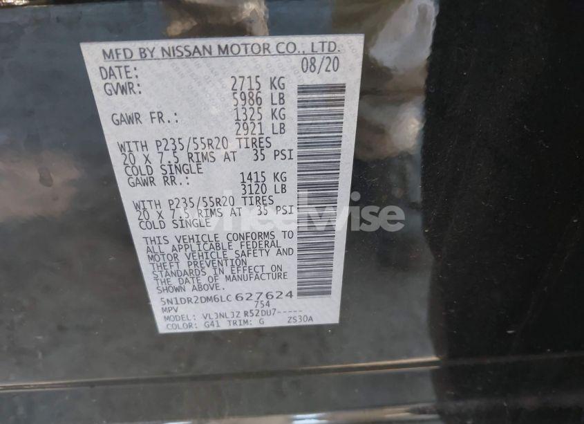 Photo 9 of 2020 Nissan Pathfinder PLATINUM 4WD (VIN 5N1DR2DM6LC627624)