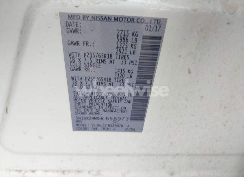 Photo 9 of 2017 Nissan Pathfinder SL (VIN 5N1DR2MM0HC658973)