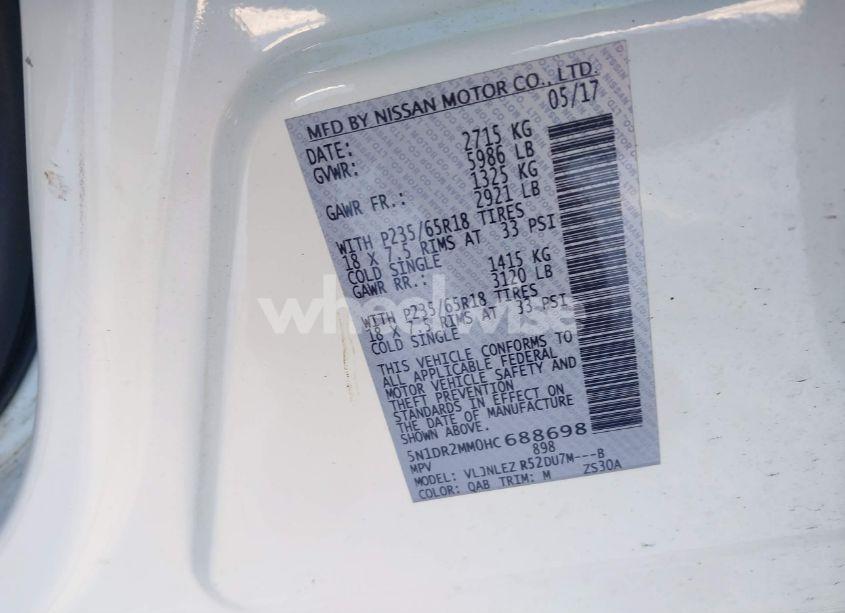 Photo 9 of 2017 Nissan Pathfinder SV (VIN 5N1DR2MM0HC688698)