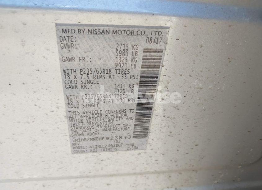 Photo 9 of 2017 Nissan Pathfinder SV (VIN 5N1DR2MM0HC913833)