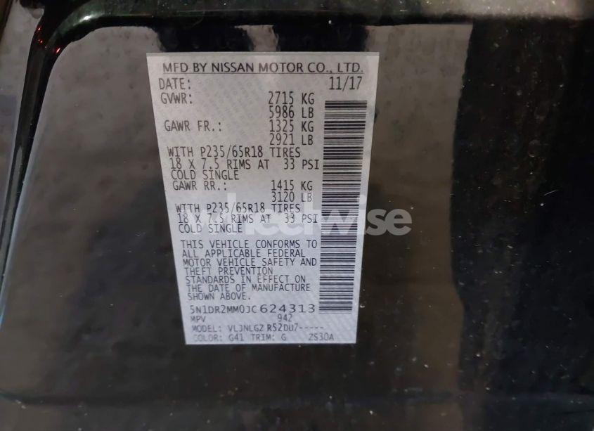 Photo 9 of 2018 Nissan Pathfinder SL (VIN 5N1DR2MM0JC624313)