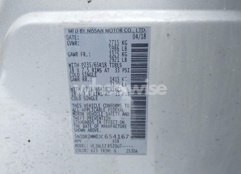 Photo 9 of 2018 Nissan Pathfinder SV (VIN 5N1DR2MM0JC654167)