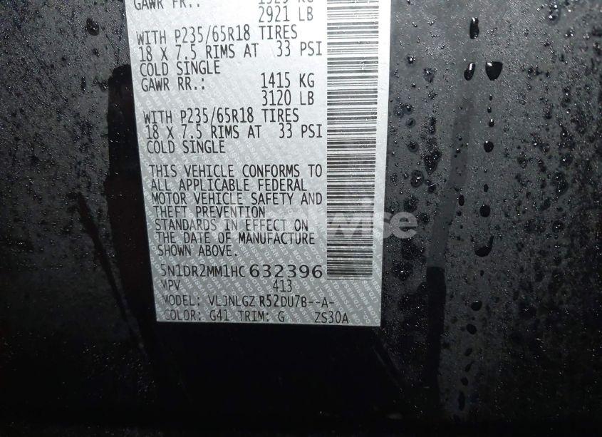 Photo 9 of 2017 Nissan Pathfinder SL (VIN 5N1DR2MM1HC632396)