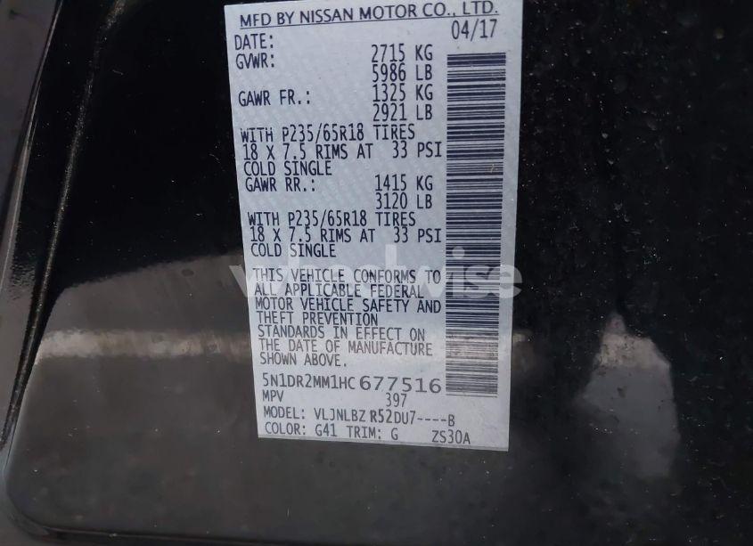 Photo 9 of 2017 Nissan Pathfinder S (VIN 5N1DR2MM1HC677516)