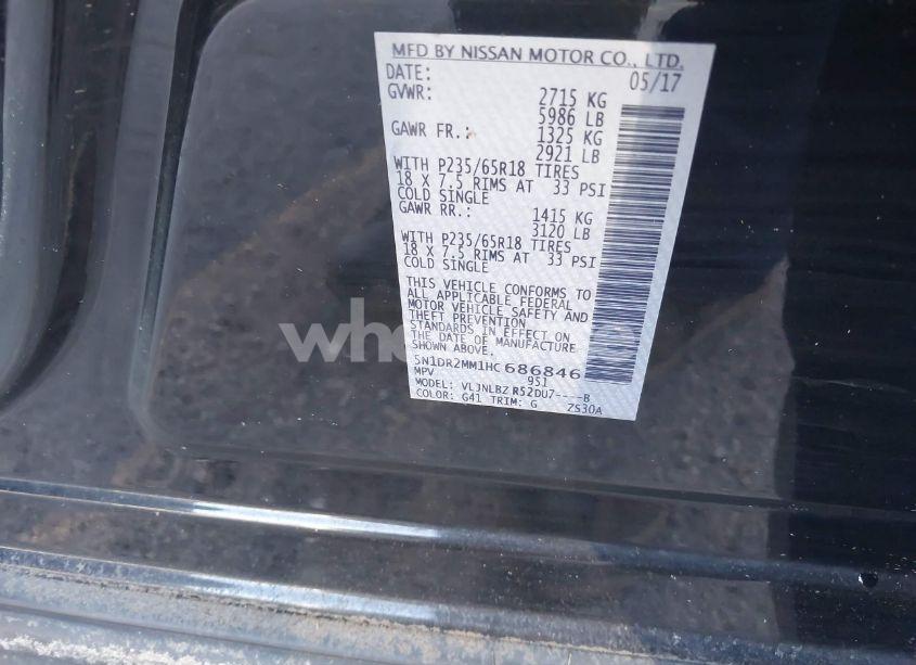 Photo 9 of 2017 Nissan Pathfinder S (VIN 5N1DR2MM1HC686846)