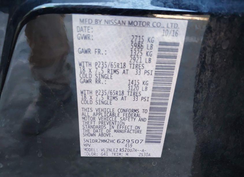 Photo 9 of 2017 Nissan Pathfinder SV (VIN 5N1DR2MM2HC629507)