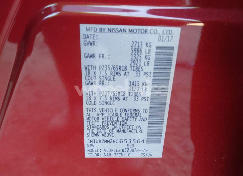 Photo 9 of 2017 Nissan Pathfinder SV (VIN 5N1DR2MM2HC653564)