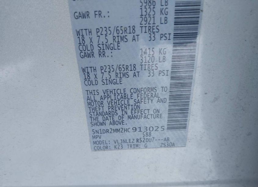 Photo 9 of 2017 Nissan Pathfinder SV (VIN 5N1DR2MM2HC913025)