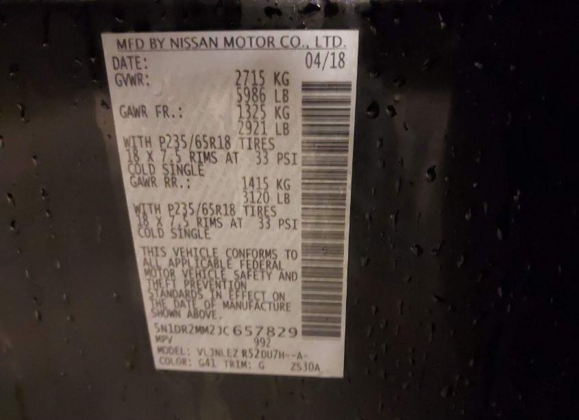 Photo 9 of 2018 Nissan Pathfinder SV (VIN 5N1DR2MM2JC657829)