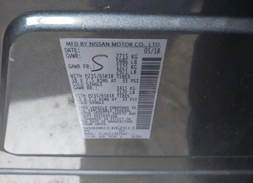 Photo 9 of 2018 Nissan Pathfinder SV (VIN 5N1DR2MM2JC662013)