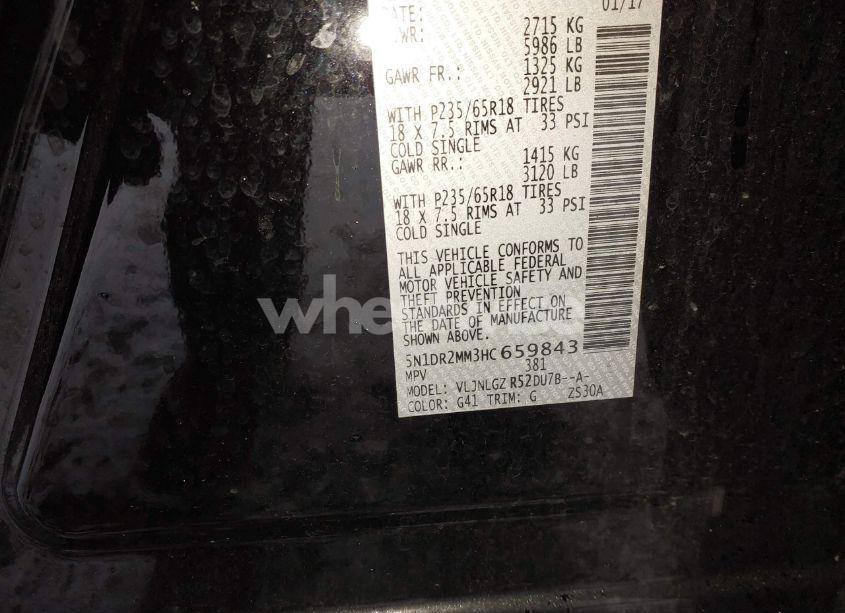 Photo 9 of 2017 Nissan Pathfinder SL (VIN 5N1DR2MM3HC659843)