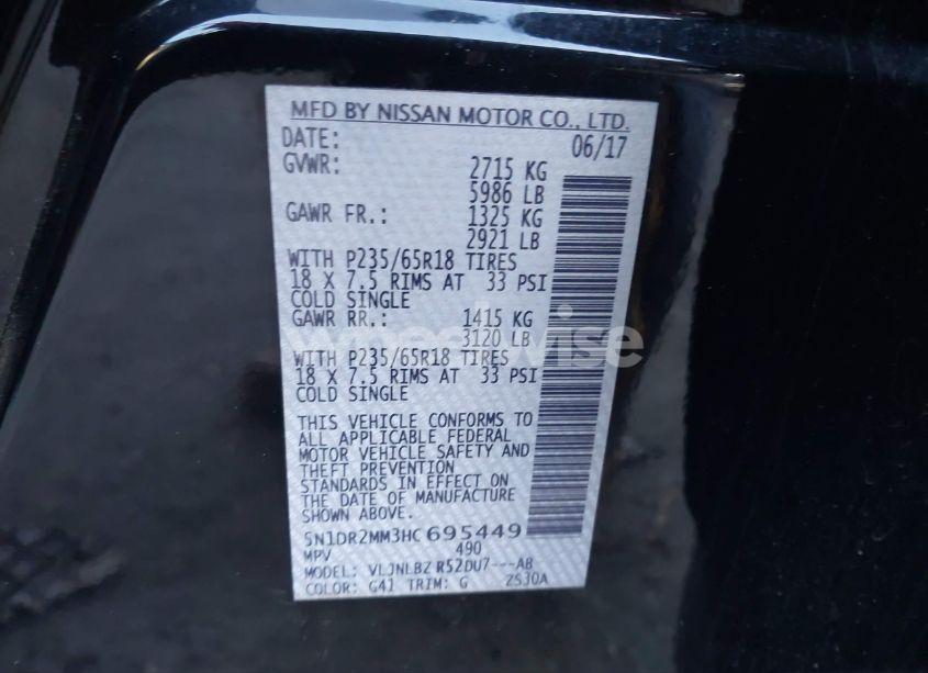 Photo 9 of 2017 Nissan Pathfinder S (VIN 5N1DR2MM3HC695449)