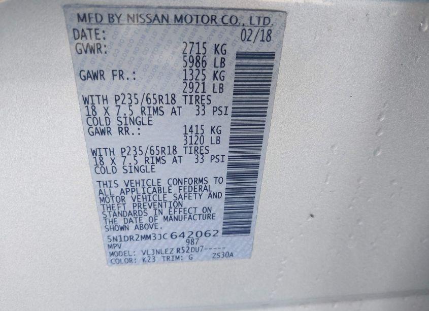 Photo 9 of 2018 Nissan Pathfinder SV (VIN 5N1DR2MM3JC642062)