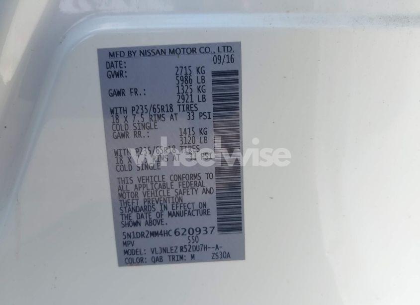 Photo 9 of 2017 Nissan Pathfinder SV (VIN 5N1DR2MM4HC620937)