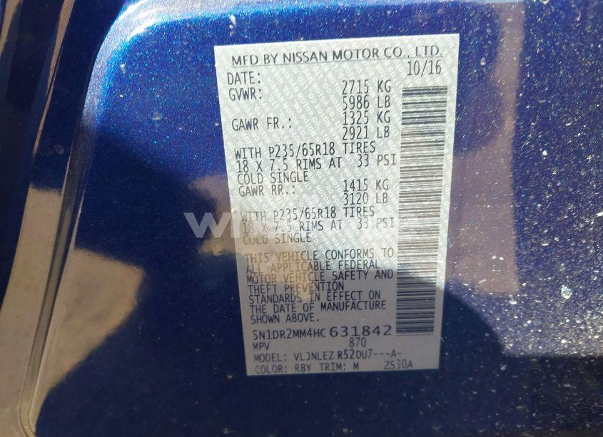 Photo 9 of 2017 Nissan Pathfinder SV (VIN 5N1DR2MM4HC631842)