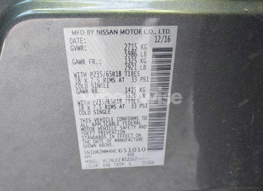 Photo 9 of 2017 Nissan Pathfinder SV (VIN 5N1DR2MM4HC651010)