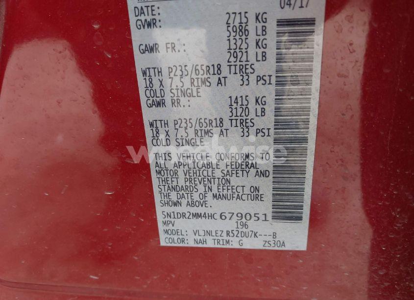 Photo 9 of 2017 Nissan Pathfinder SV (VIN 5N1DR2MM4HC679051)