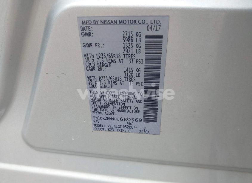 Photo 9 of 2017 Nissan Pathfinder SL (VIN 5N1DR2MM4HC680569)