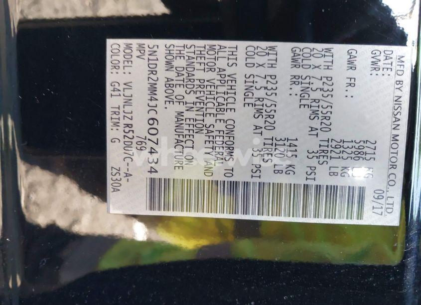 Photo 9 of 2018 Nissan Pathfinder PLATINUM (VIN 5N1DR2MM4JC607434)