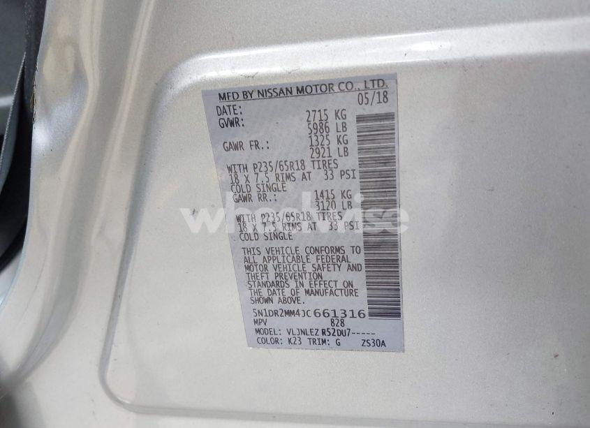 Photo 9 of 2018 Nissan Pathfinder SV (VIN 5N1DR2MM4JC661316)