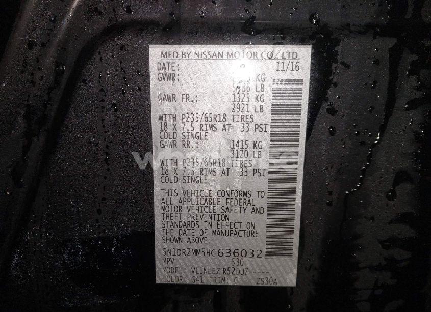 Photo 9 of 2017 Nissan Pathfinder SV (VIN 5N1DR2MM5HC636032)