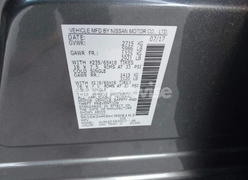 Photo 9 of 2017 Nissan Pathfinder SV (VIN 5N1DR2MM5HC909163)