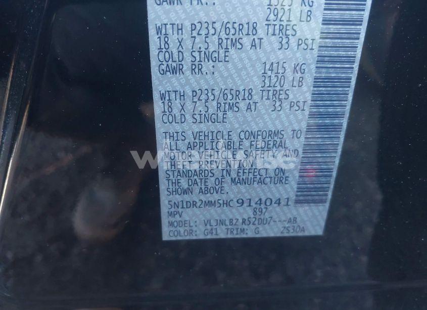 Photo 9 of 2017 Nissan Pathfinder S (VIN 5N1DR2MM5HC914041)