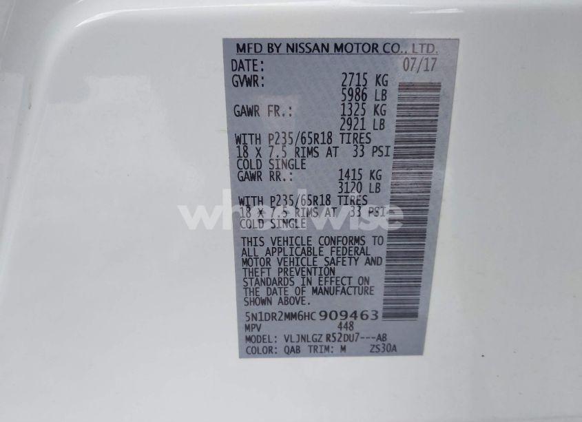 Photo 9 of 2017 Nissan Pathfinder SL (VIN 5N1DR2MM6HC909463)