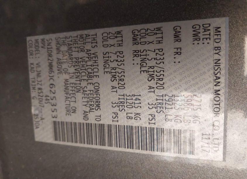 Photo 9 of 2018 Nissan Pathfinder PLATINUM (VIN 5N1DR2MM6JC625353)