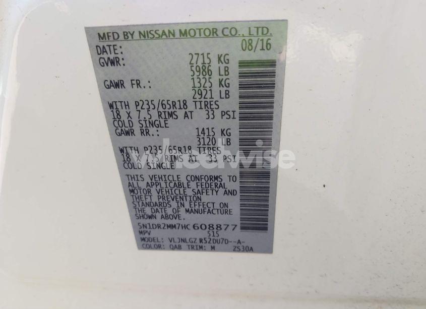 Photo 9 of 2017 Nissan Pathfinder SL (VIN 5N1DR2MM7HC608877)