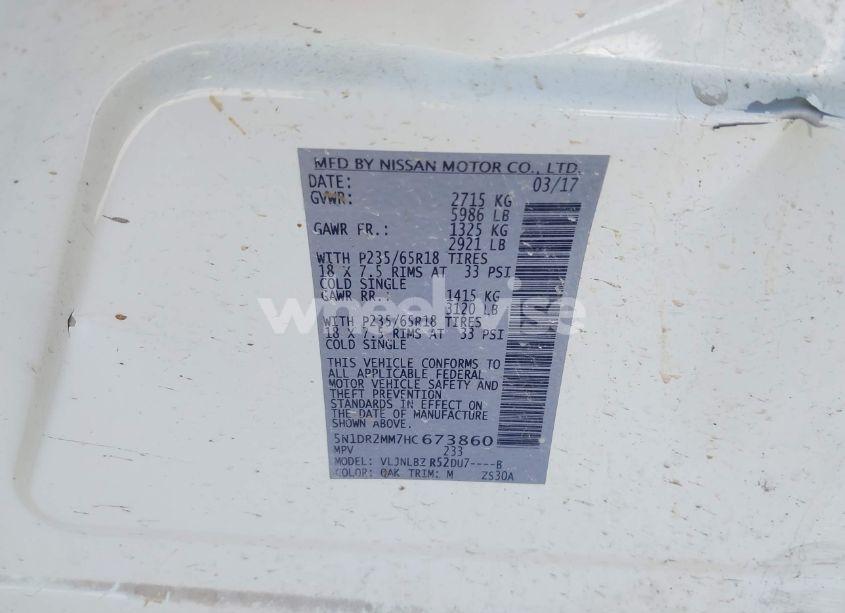 Photo 9 of 2017 Nissan Pathfinder S (VIN 5N1DR2MM7HC673860)