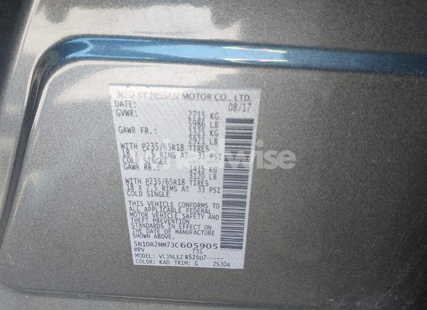 Photo 9 of 2018 Nissan Pathfinder S/SV/SL/PLATINUM (VIN 5N1DR2MM7JC605905)