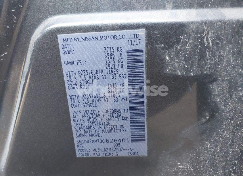 Photo 9 of 2018 Nissan Pathfinder S (VIN 5N1DR2MM7JC626401)