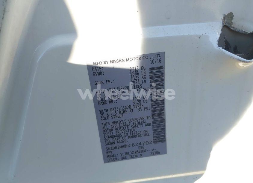 Photo 9 of 2017 Nissan Pathfinder PLATINUM (VIN 5N1DR2MM8HC624702)