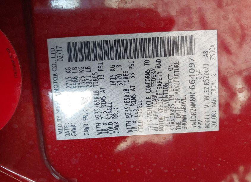 Photo 9 of 2017 Nissan Pathfinder SV (VIN 5N1DR2MM8HC664097)