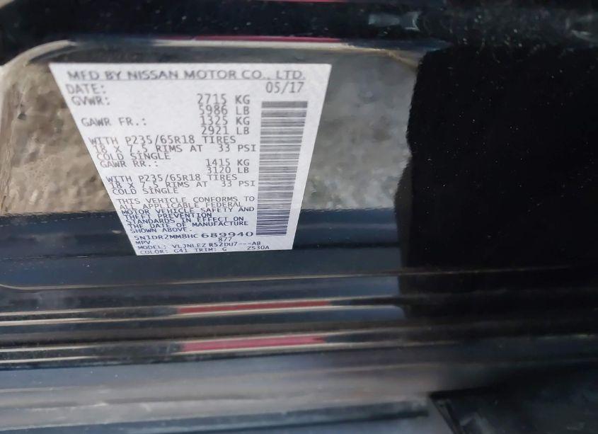 Photo 9 of 2017 Nissan Pathfinder SV (VIN 5N1DR2MM8HC689940)