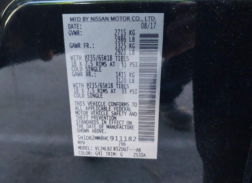 Photo 9 of 2017 Nissan Pathfinder S (VIN 5N1DR2MM8HC911182)