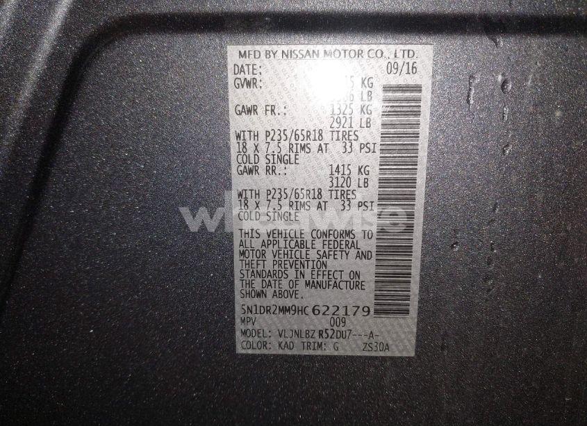 Photo 9 of 2017 Nissan Pathfinder S (VIN 5N1DR2MM9HC622179)