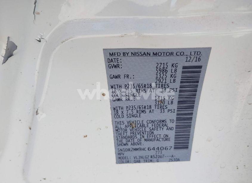 Photo 9 of 2017 Nissan Pathfinder SL (VIN 5N1DR2MM9HC644067)