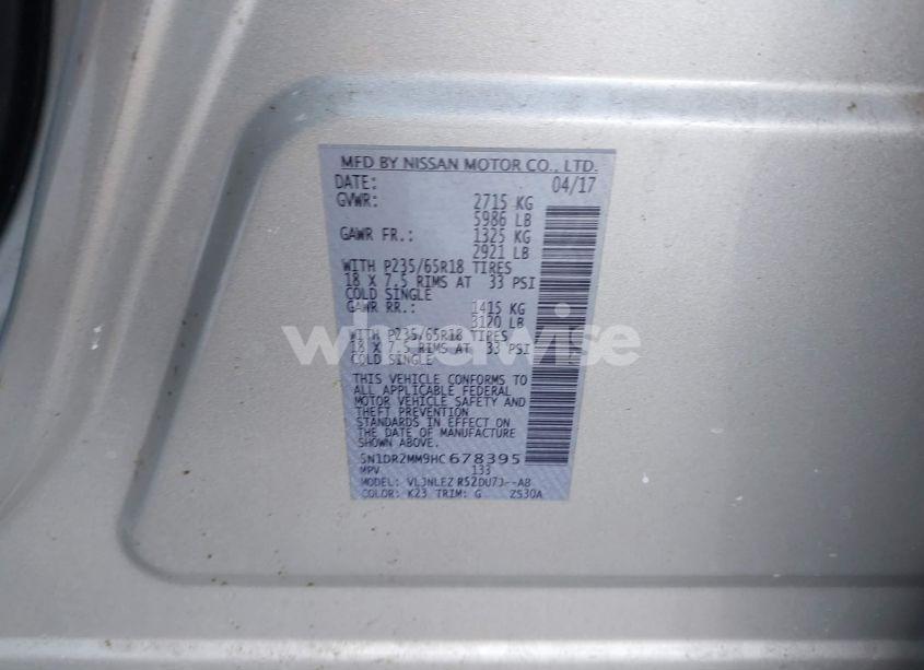 Photo 9 of 2017 Nissan Pathfinder SV (VIN 5N1DR2MM9HC678395)